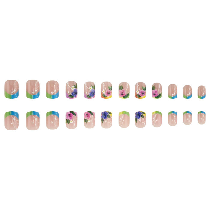 24 pieces short square flower nail patch