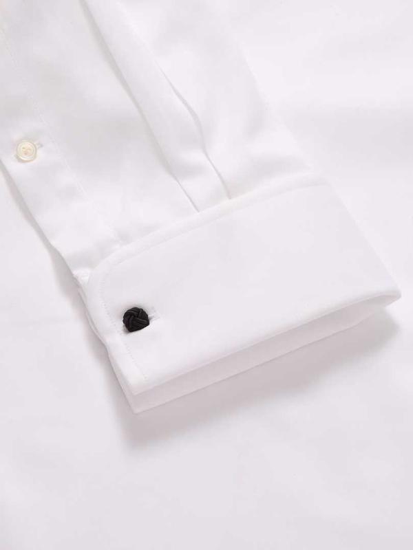 Antonello White Solid Full Sleeve Double Cuff Classic Fit Classic Formal Two Ply Mercerized Cotton Shirt
