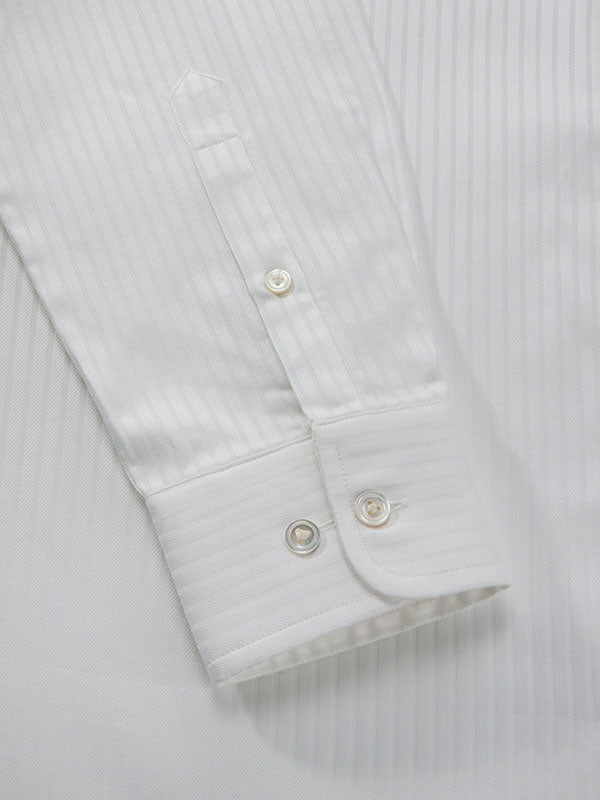 Antonello White Striped Full Sleeve Single Cuff Tailored Fit Classic Formal Two Ply Mercerized Cotton Shirt