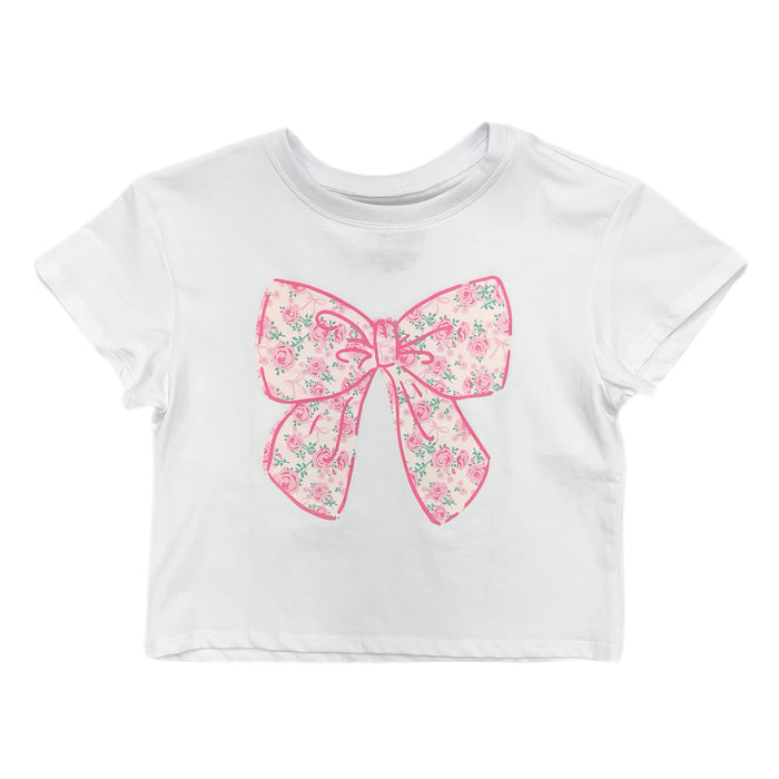 Azarhia Big Bow in Rosie Print Boxy Tee-White