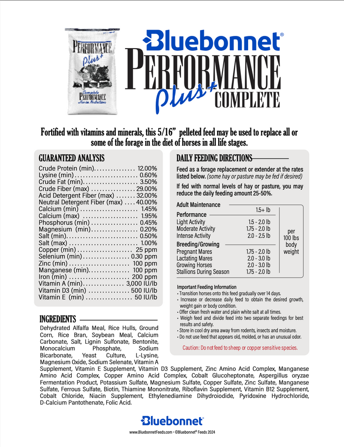 Bluebonnet Feeds | Performance Plus Complete