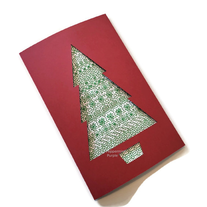 Christmas Tree Card Kit Blackwork Kit by Peppermint Purple