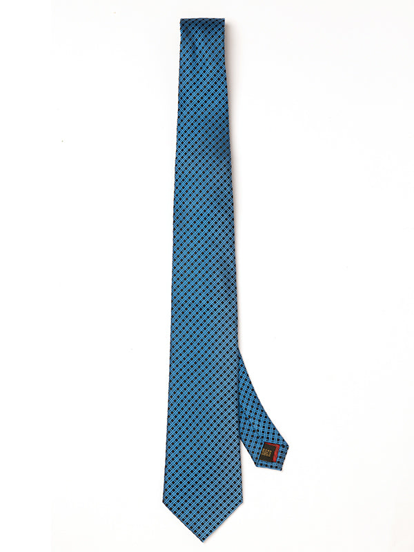 Como Check Dark Blue Silk Tie
