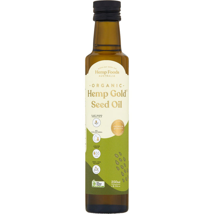 HEMP FOODS AUSTRALIA Organic Hemp Gold Seed Oil Contains Omega 3, 6 & 9 - 250ml - L'Organic