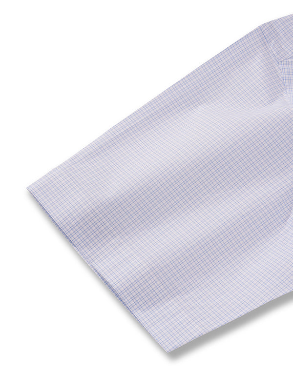 Palladio Sky Check Half Sleeve Classic Fit Classic Formal Super Fine Cotton Shirt