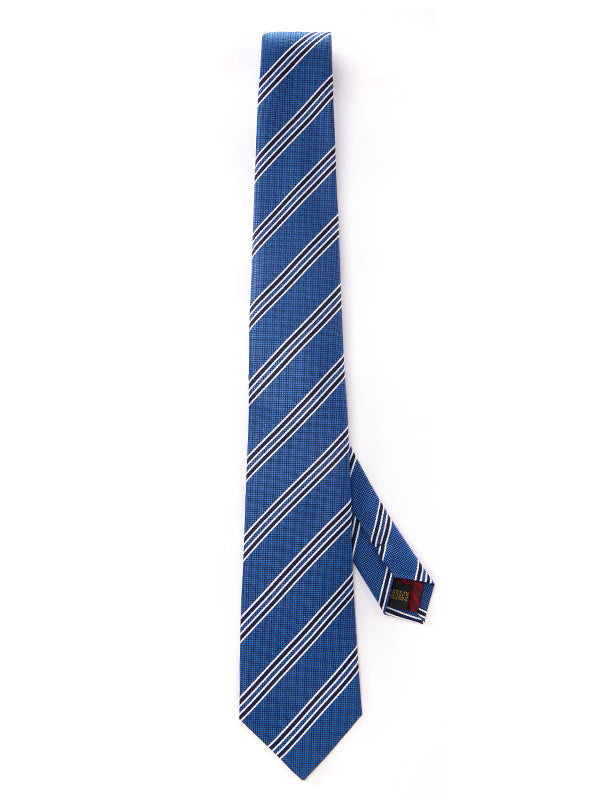 Sicilia Striped Dark Blue Silk Tie