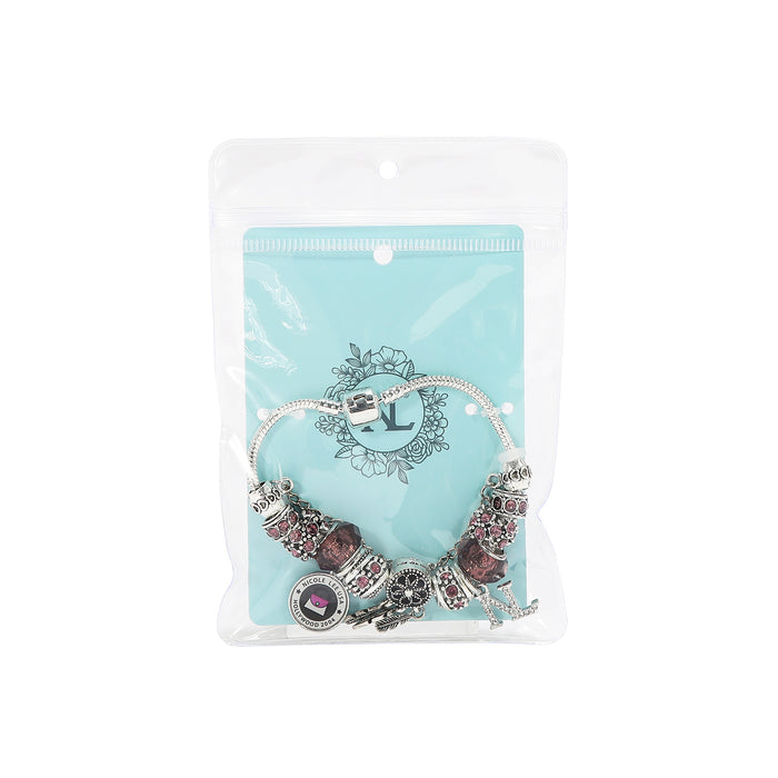 SILVER CHARM BRACELET PURPLE