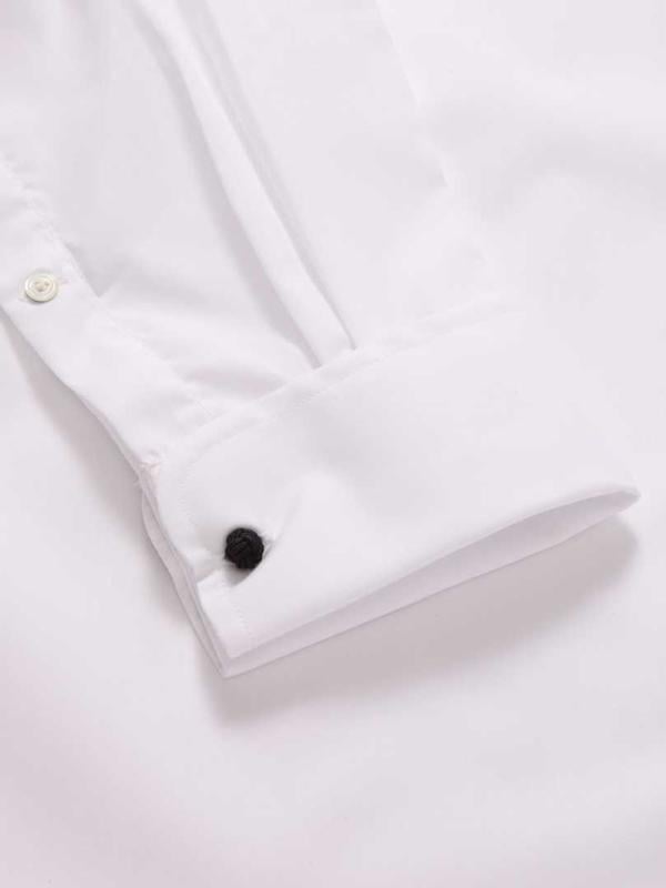 Splendido White Solid Full Sleeve Double Cuff Classic Fit Classic Formal Non Iron Cotton Shirt