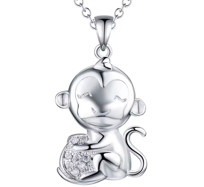 Sterling Silver Monkey Necklace