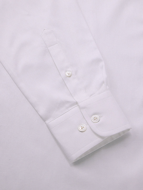 Structure White Solid Full Sleeve Single Cuff Tailored Fit Classic Formal Two Ply Mercerized Cotton Shirt