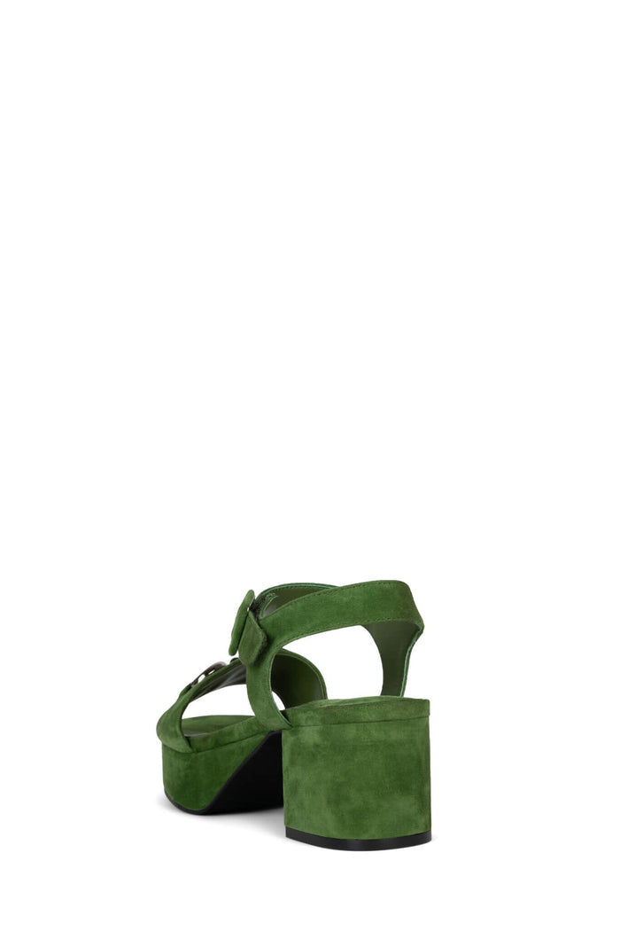 TIMELESS Jeffrey Campbell Platform Sandal Green Suede Silver