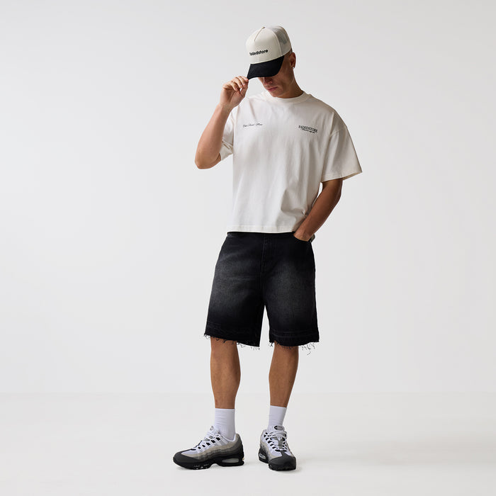 Unpicked Denim Shorts | Washed Black