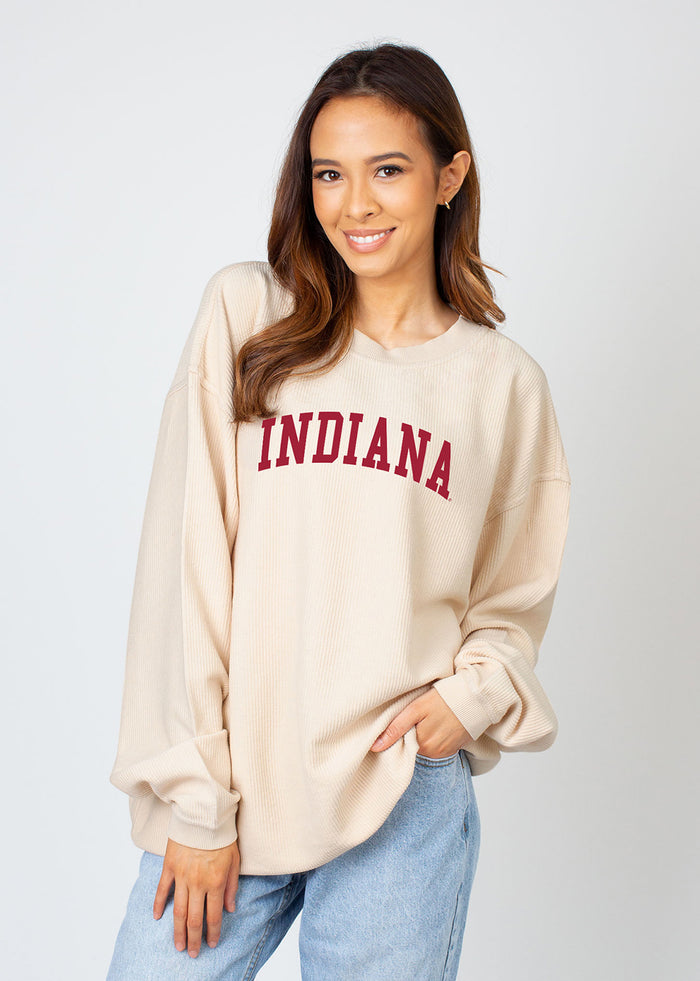 Indiana Hoosiers Unisex Natural Oversized Premium cotton corded fleece Sweatshirt with Super soft hand feel, vintage wash and ribbed crew neckline, cuffs, and hemline