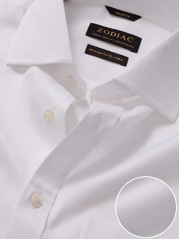 Antonello White Solid Full Sleeve Double Cuff Classic Fit Classic Formal Two Ply Mercerized Cotton Shirt