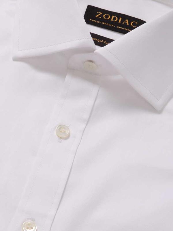 Antonello White Solid Full Sleeve Double Cuff Classic Fit Classic Formal Two Ply Mercerized Cotton Shirt