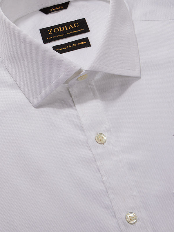 Antonello White Solid Full Sleeve Single Cuff Classic Fit Classic Formal Two Ply Mercerized Cotton Shirt