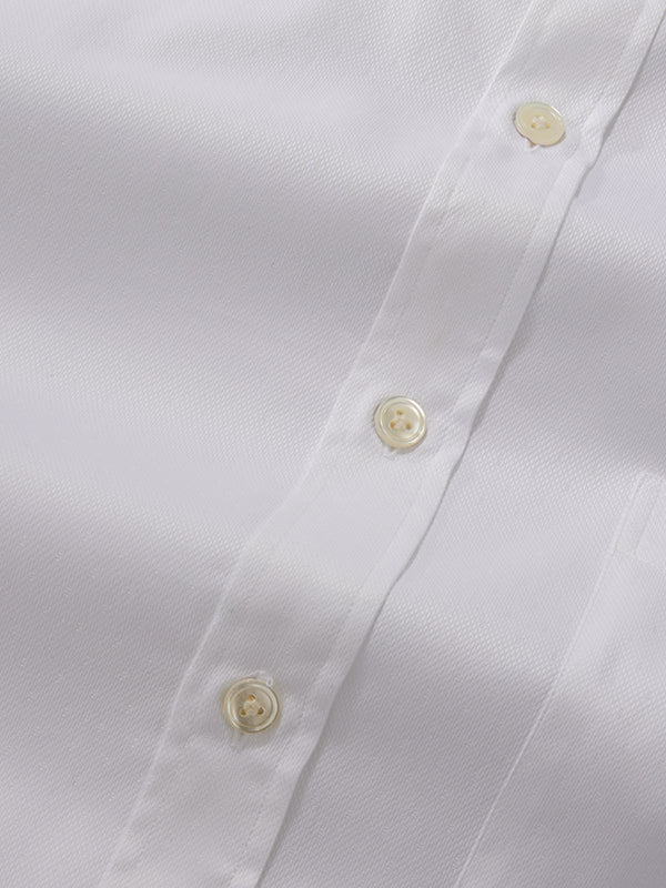 Antonello White Solid Full Sleeve Single Cuff Classic Fit Classic Formal Two Ply Mercerized Cotton Shirt