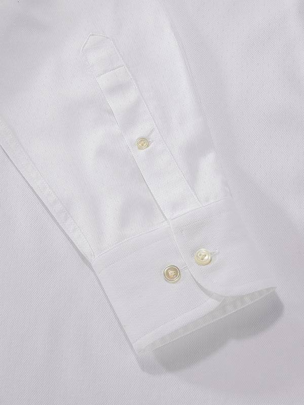 Antonello White Solid Full Sleeve Single Cuff Classic Fit Classic Formal Two Ply Mercerized Cotton Shirt