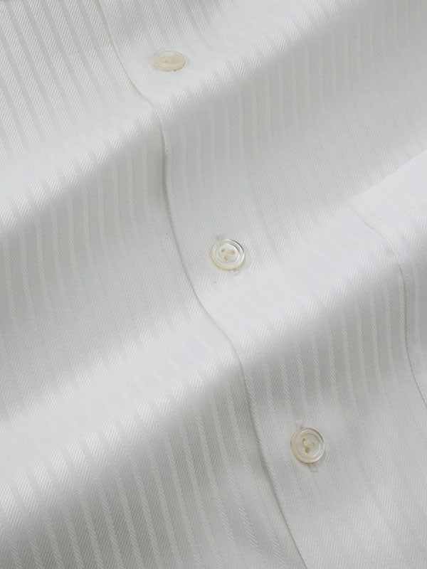 Antonello White Striped Full Sleeve Single Cuff Tailored Fit Classic Formal Two Ply Mercerized Cotton Shirt