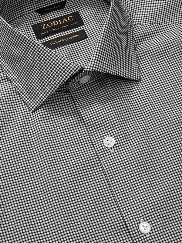 Barboni Black & White Check Full Sleeve Single Cuff Tailored Fit Classic Formal Silk Touch Egyptian Giza Cotton Shirt