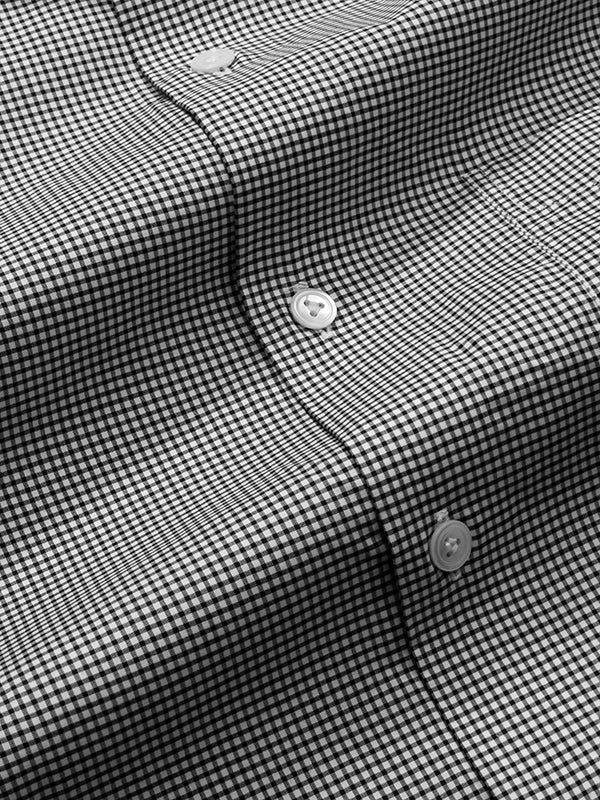 Barboni Black & White Check Full Sleeve Single Cuff Tailored Fit Classic Formal Silk Touch Egyptian Giza Cotton Shirt