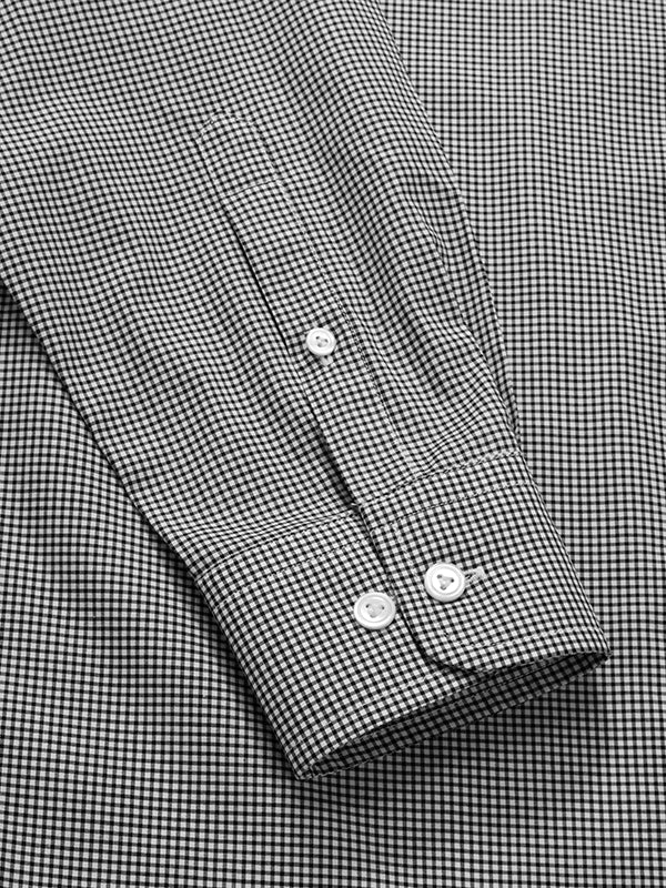 Barboni Black & White Check Full Sleeve Single Cuff Tailored Fit Classic Formal Silk Touch Egyptian Giza Cotton Shirt