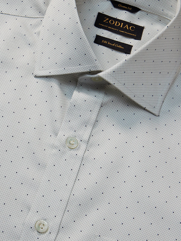 Bassano Light Grey Printed Full Sleeve Single Cuff Classic Fit Classic Formal Cotton Shirt
