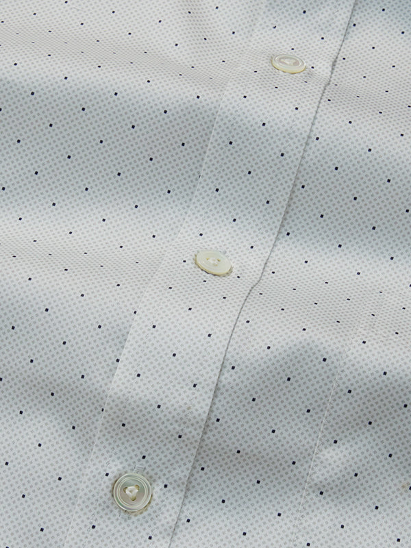 Bassano Light Grey Printed Full Sleeve Single Cuff Classic Fit Classic Formal Cotton Shirt