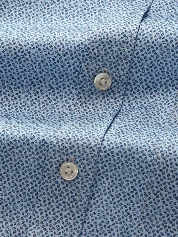 Bassano Turquoise Printed Full Sleeve Single Cuff Tailored Fit Classic Formal Cotton Shirt