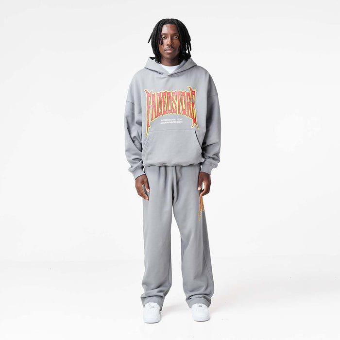 Blackletter Open Hem Tracksuit | Mid Grey