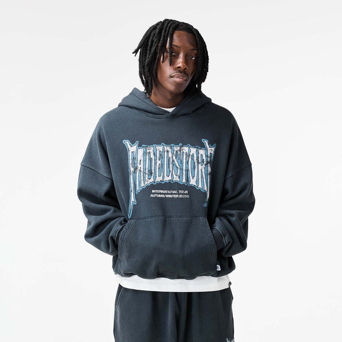 Blackletter Open Hem Tracksuit | Washed Black