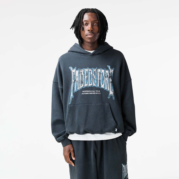 Blackletter Open Hem Tracksuit | Washed Black