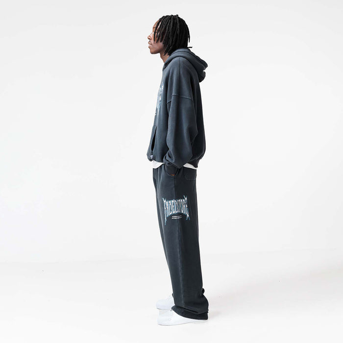 Blackletter Open Hem Tracksuit | Washed Black