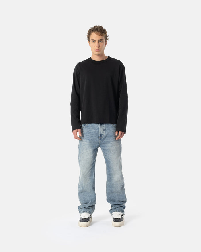 BLU02 Relaxed Double Button Hem