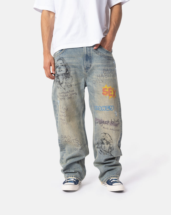 BLU04 Baggy Hand Drawn