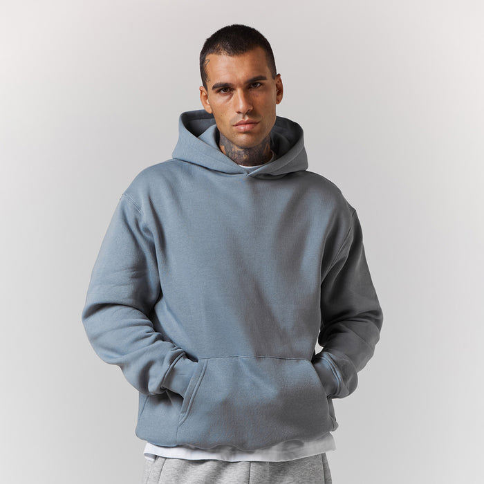 Men's  Iceberg Blue Box Fit Hoodie  FadedStore Front View