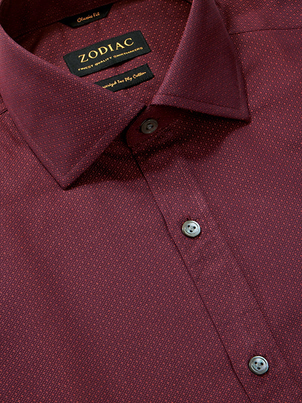 Bruciato Maroon Solid Full Sleeve Classic Fit Semi Formal Dark Two Ply Mercerized Cotton Shirt