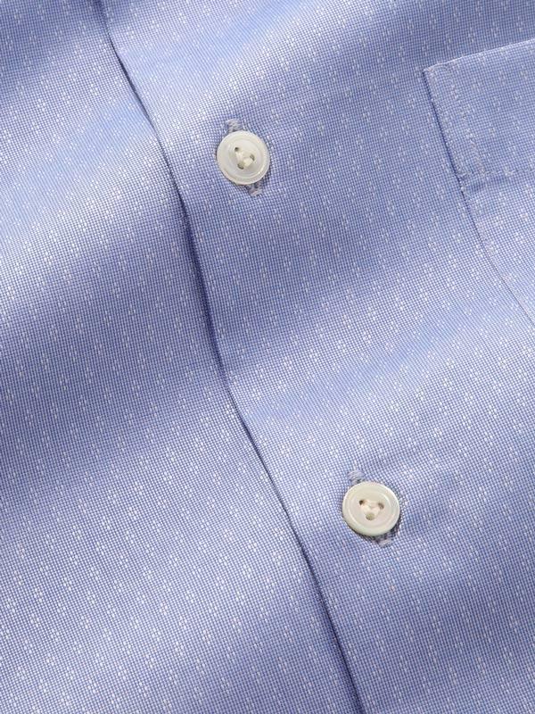 Carulli Blue Solid Full Sleeve Single Cuff Tailored Fit Classic Formal Two Ply Mercerized Cotton Shirt