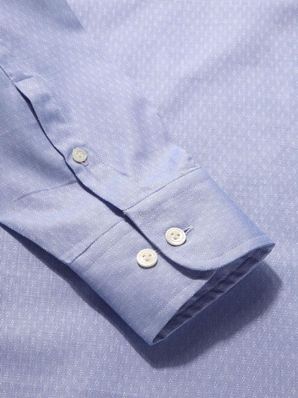 Carulli Blue Solid Full Sleeve Single Cuff Tailored Fit Classic Formal Two Ply Mercerized Cotton Shirt