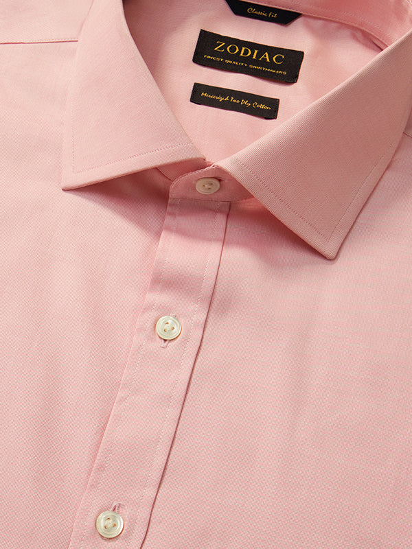 Carulli Pink Solid Full Sleeve Single Cuff Classic Fit Classic Formal Two Ply Mercerized Cotton Shirt