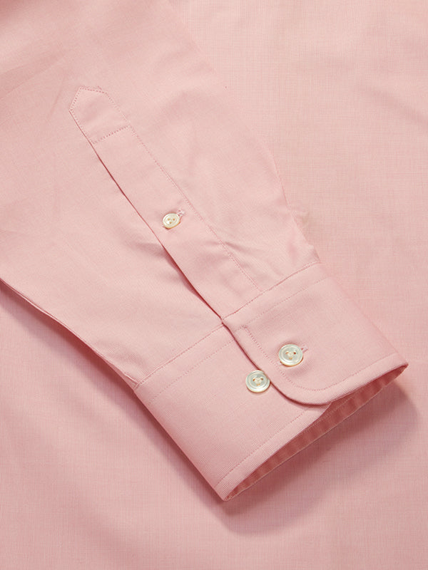 Carulli Pink Solid Full Sleeve Single Cuff Classic Fit Classic Formal Two Ply Mercerized Cotton Shirt