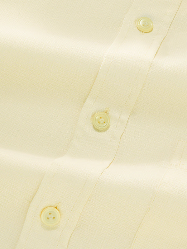 Cascia Cream Solid Half Sleeve Classic Fit Classic Formal Cotton Shirt