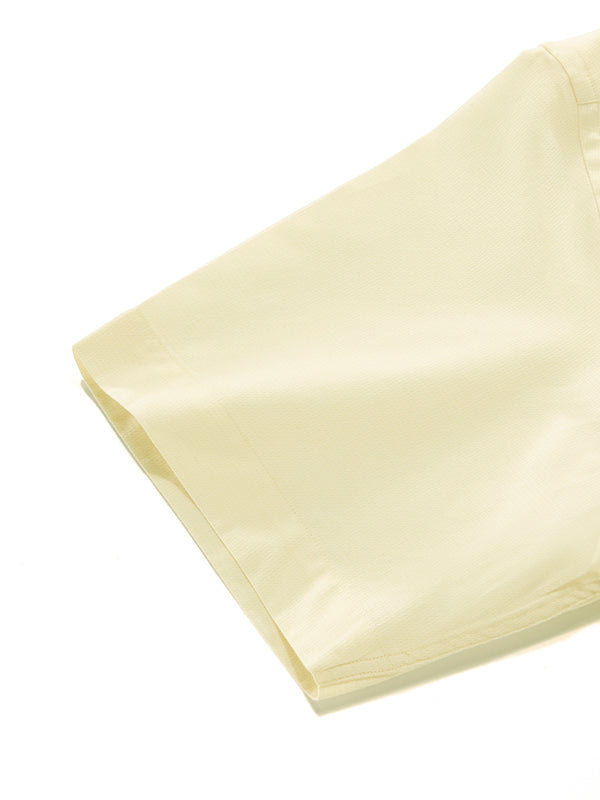 Cascia Cream Solid Half Sleeve Classic Fit Classic Formal Cotton Shirt
