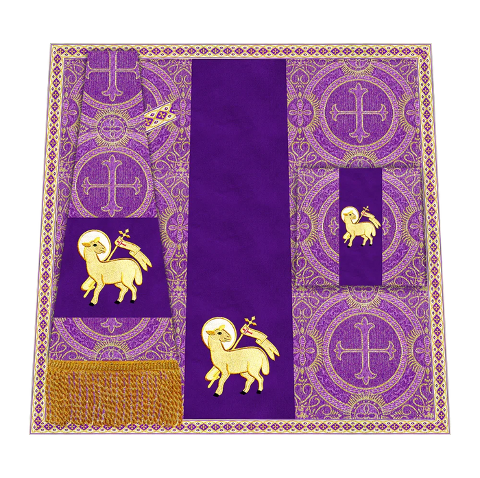 Catholic Mass Set with Embroidered Motif and Trims