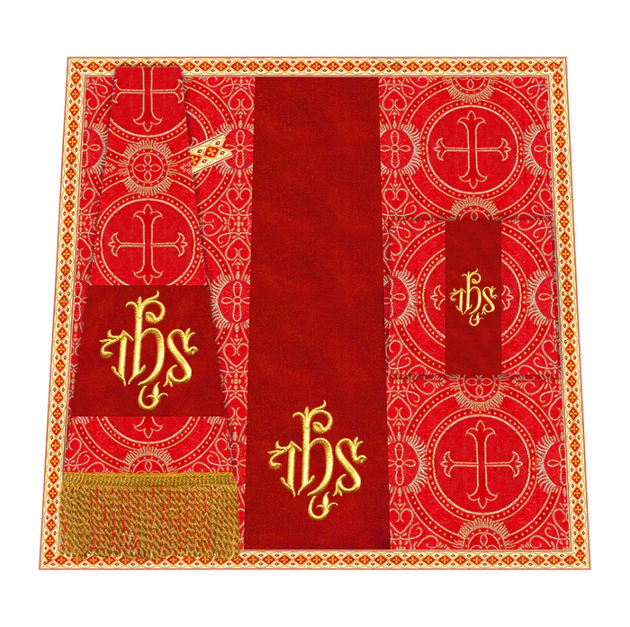 Catholic Mass Set with Embroidered Motif and Trims