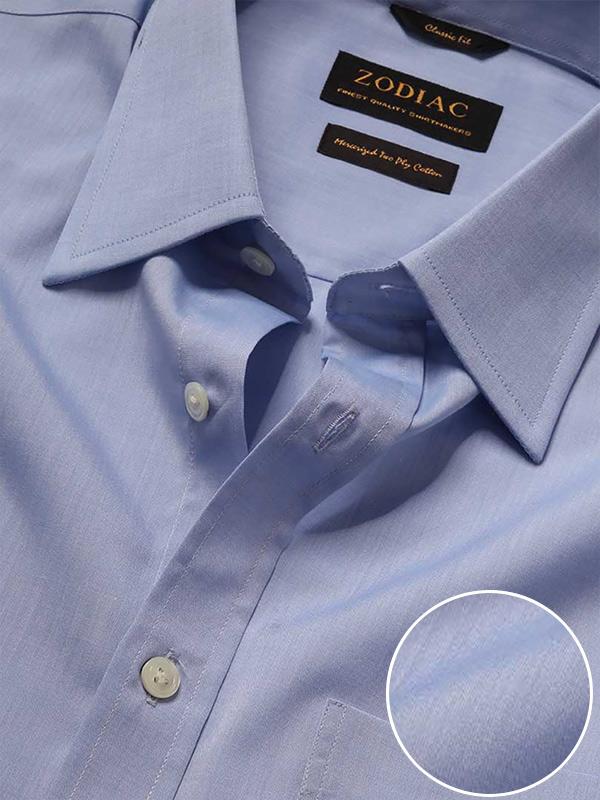 Chambray Sky Solid Full Sleeve Single Cuff Classic Fit Classic Formal Two Ply Mercerized Cotton Shirt