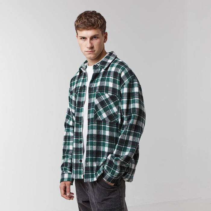 Men's Forest Check Flannel Shirt FadedStore Front View