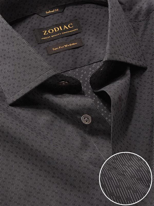 Chianti Black Solid Full Sleeve Single Cuff Tailored Fit Dark Semi Formal Cotton Shirt