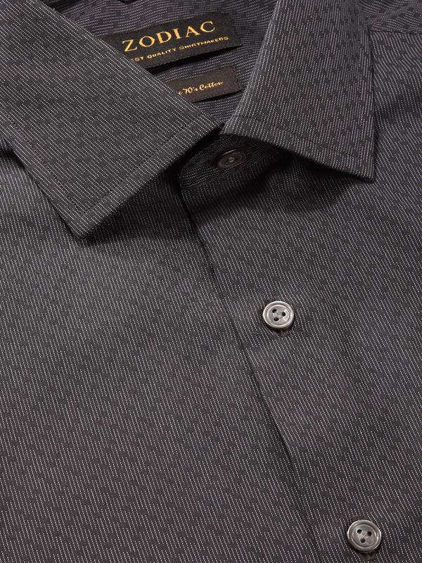Chianti Black Solid Full Sleeve Single Cuff Tailored Fit Dark Semi Formal Cotton Shirt
