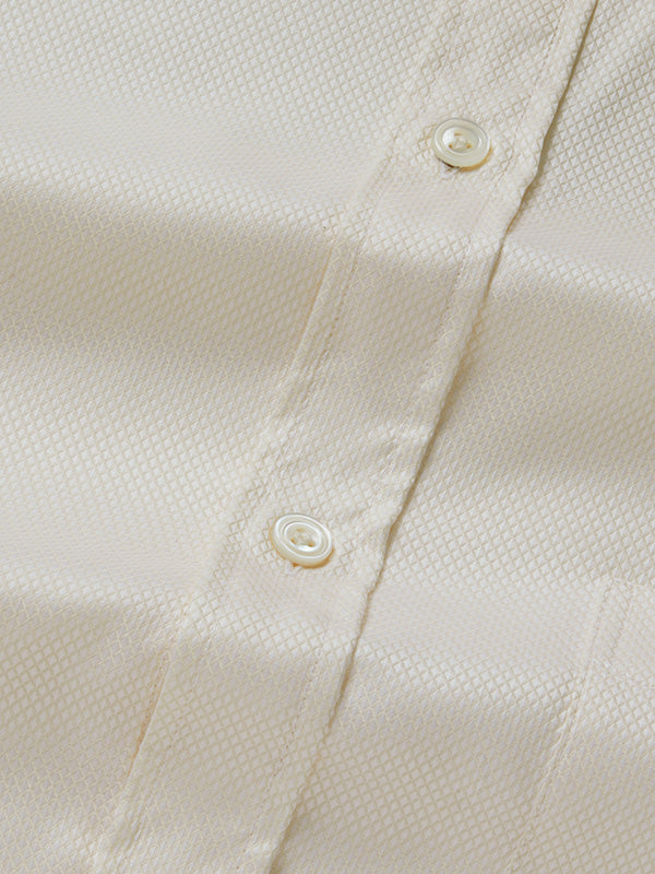 Cione Cream Check Full Sleeve Double Cuff Classic Fit Classic Formal Two Ply Mercerized Cotton Shirt